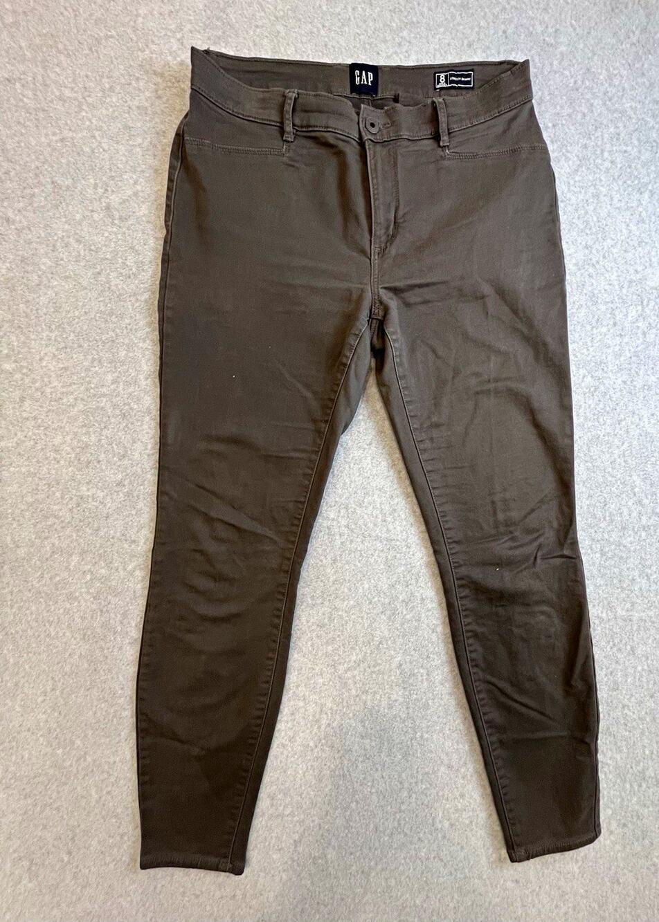 GAP Womens Skinny Twill Pants Gray cotton stretch pockets mid rise inseam Sz 8
